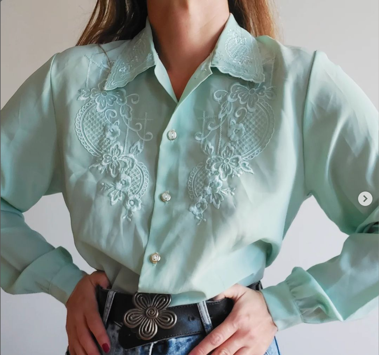 Mint-Green Embroidered Blouse