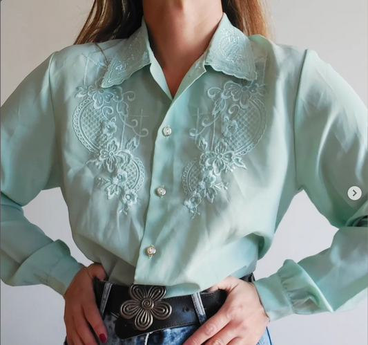 Mint-Green Embroidered Blouse