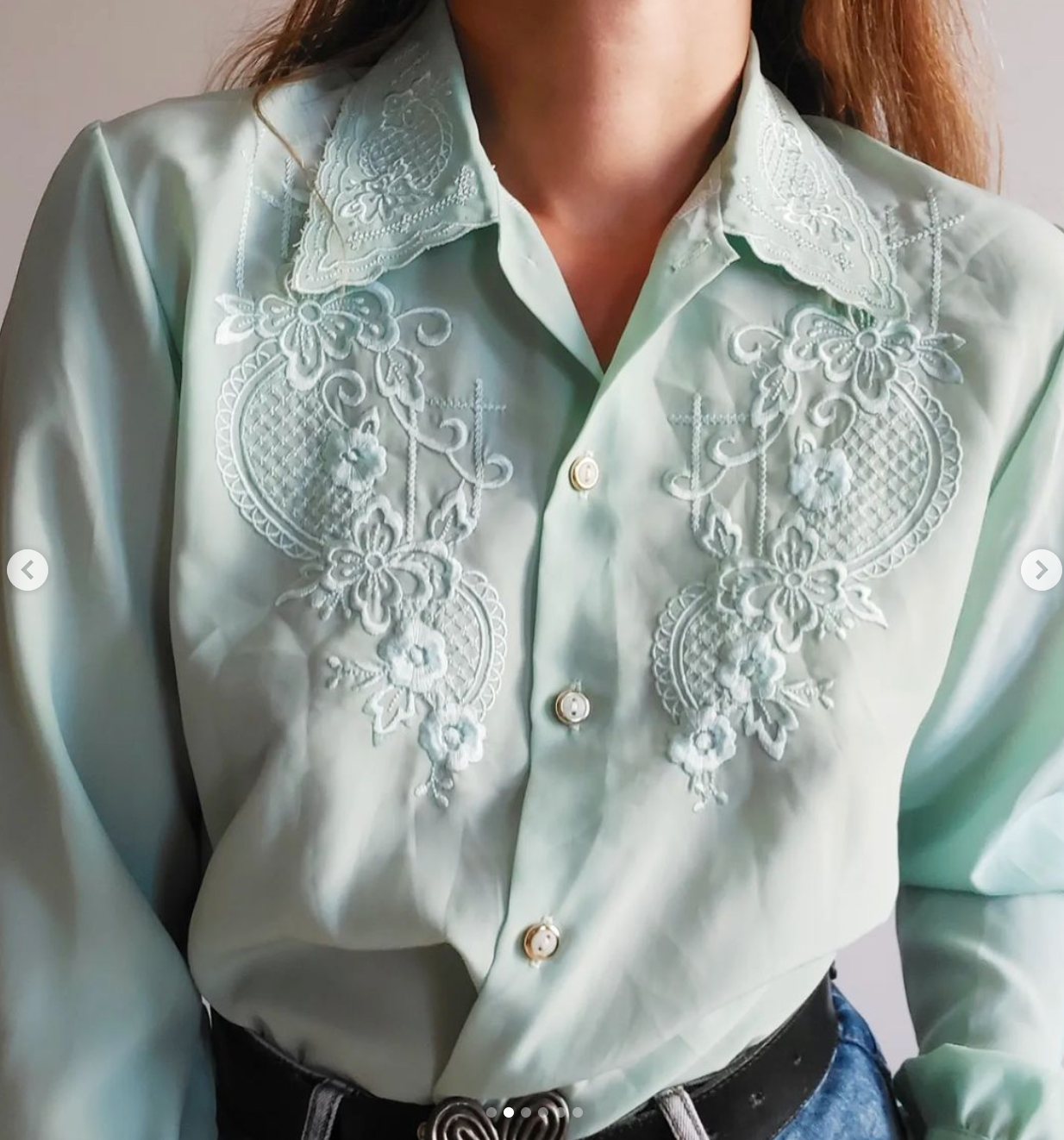 Mint-Green Embroidered Blouse