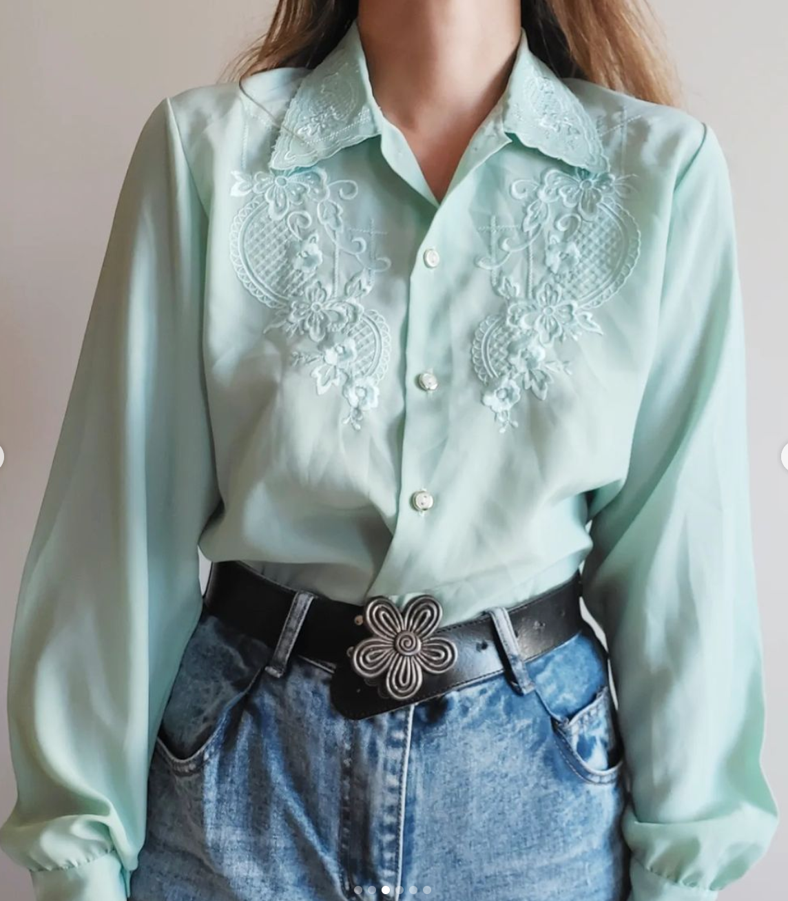 Mint-Green Embroidered Blouse