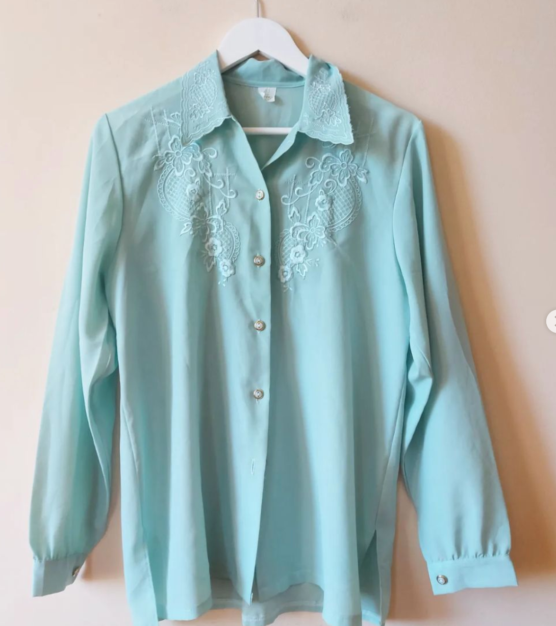 Mint-Green Embroidered Blouse