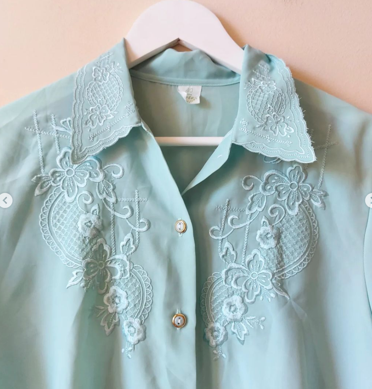 Mint-Green Embroidered Blouse