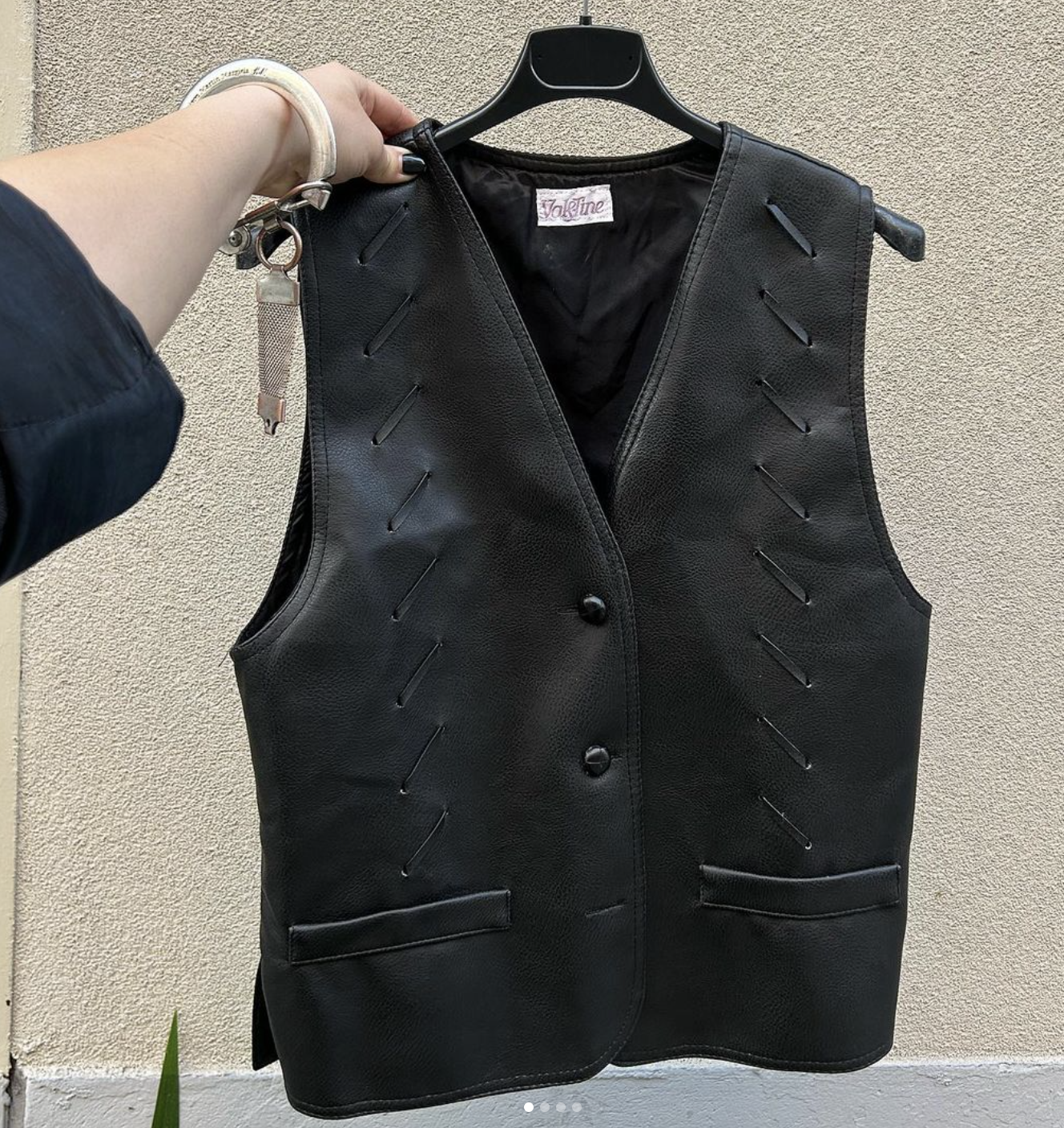 Black faux leather gilet