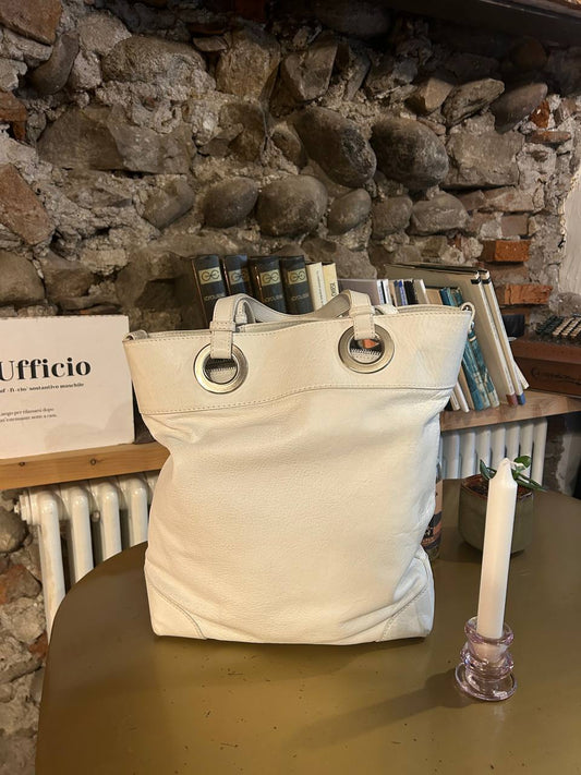 White Leather Bag  Made in Italy